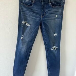 American Eagle Outfitters Blue Jeggings with Distressed Details
